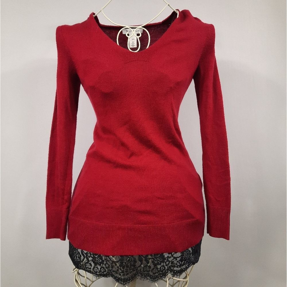 White House Black Market Red Long Sleeve Top